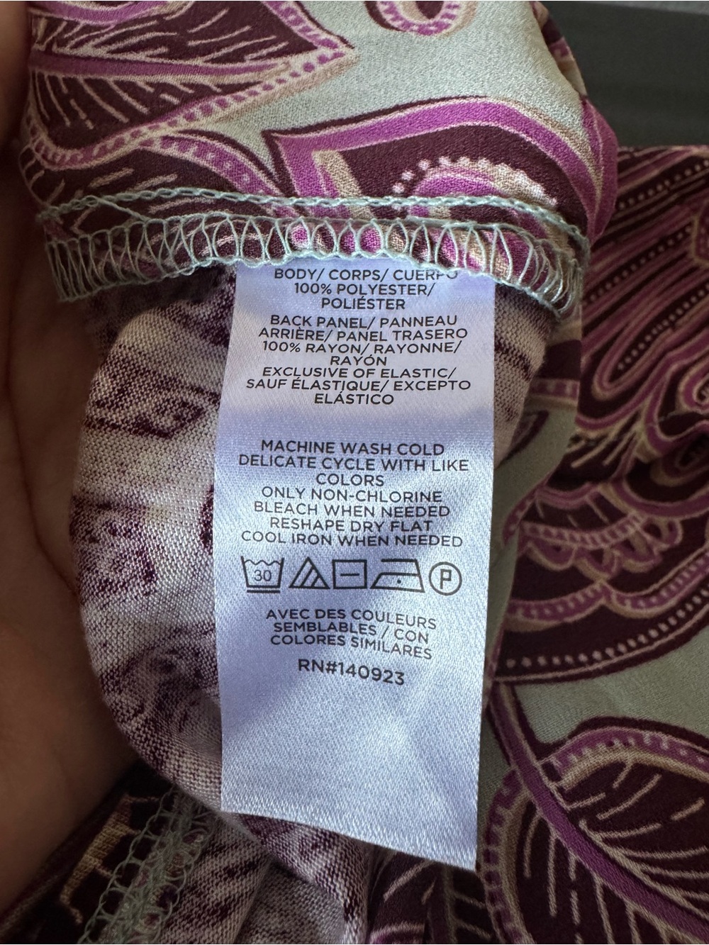 LOFT NWT Paisley Floral Blouse Size Small Mint Purple Split Neck Long Sleeve - Picture 12 of 12